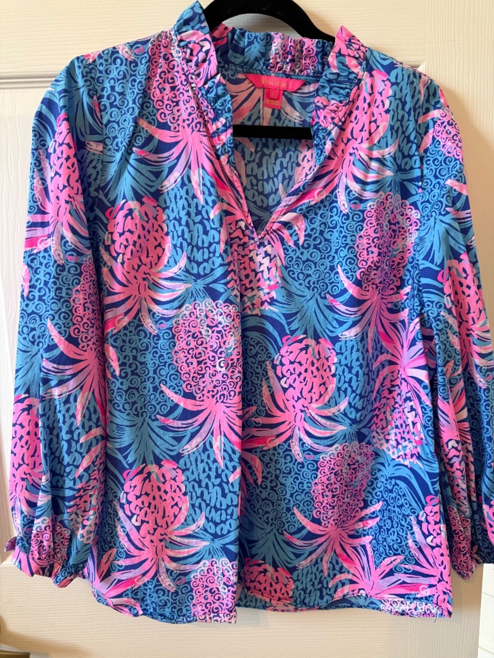 Lilly Pulitzer long-sleeve ruffled blouse